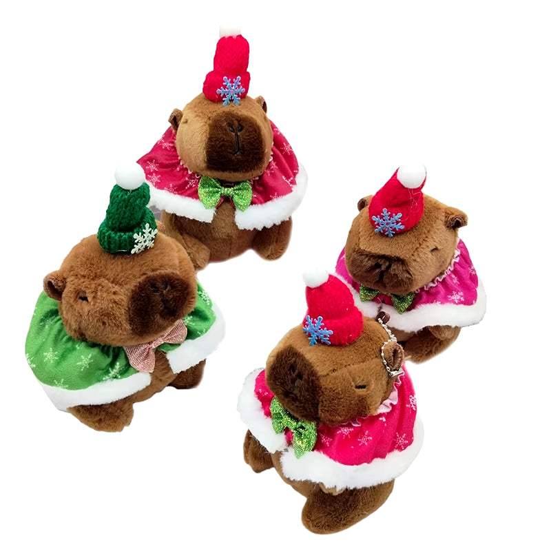 15Cm Cute Christmas Cloak Capybara Plush Doll Keychain Stuffed Guinea Pig Simulation Capibara Soft Doll Plush Animal Fluffty Toy
